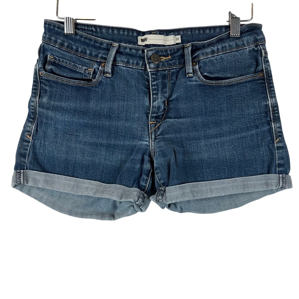 Levis Denim Jean Shorts Womens 28‎ Cuffed Dark Wash Casual Everyday Size 6